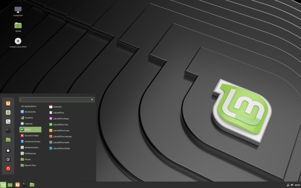 An image of the Linux Mint Cinnamon desktop.